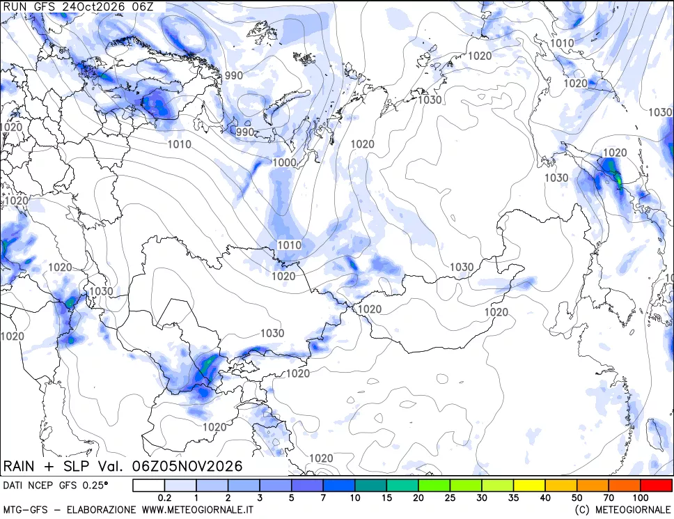 mappa Precipitazioni e pressione SLM