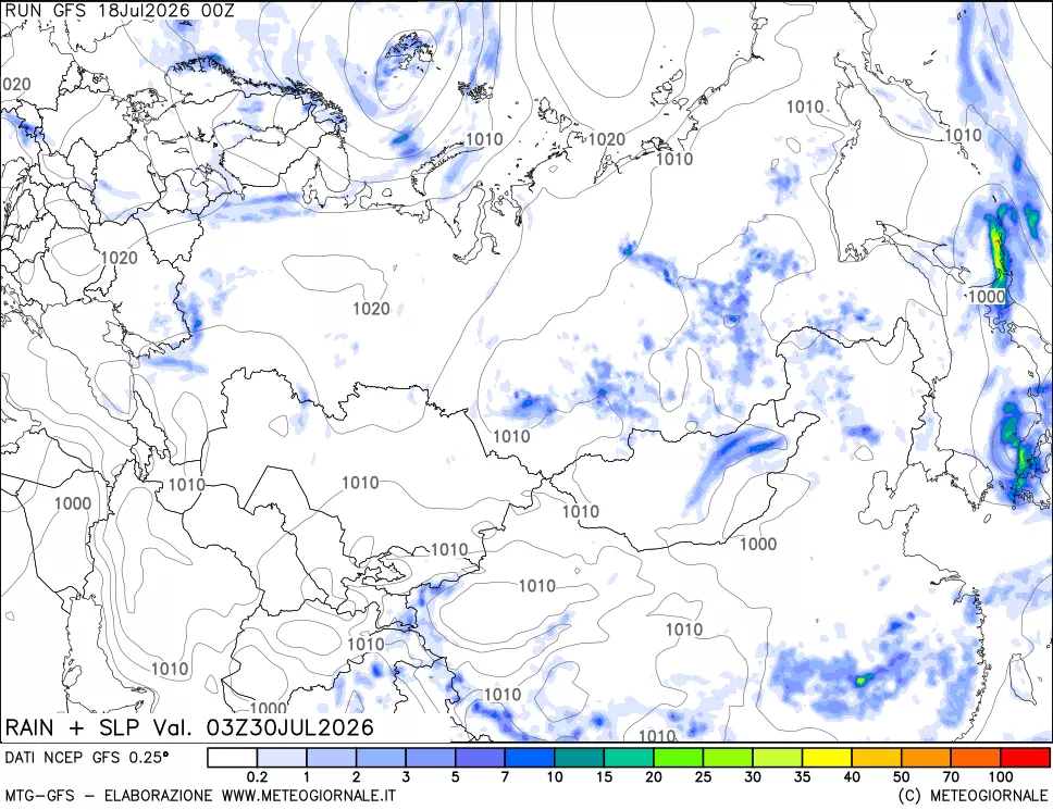 mappa Precipitazioni e pressione SLM