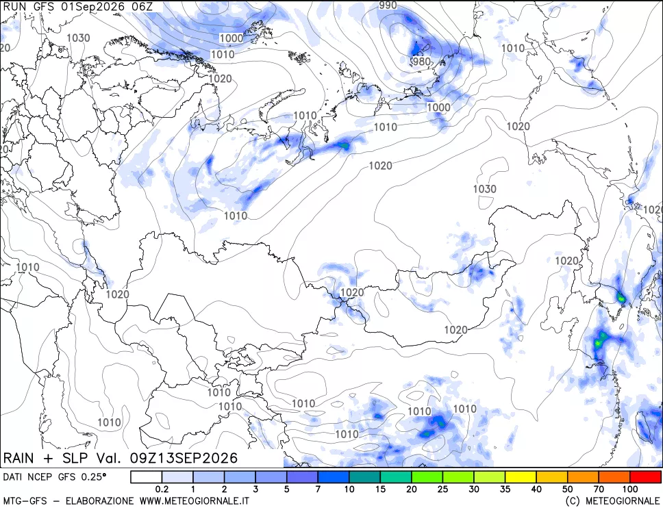 mappa Precipitazioni e pressione SLM