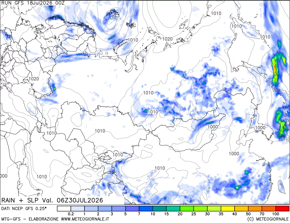 mappa Precipitazioni e pressione SLM