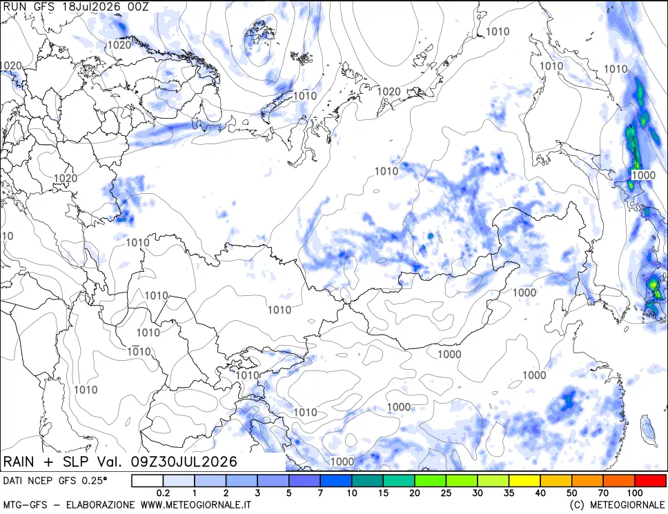mappa Precipitazioni e pressione SLM