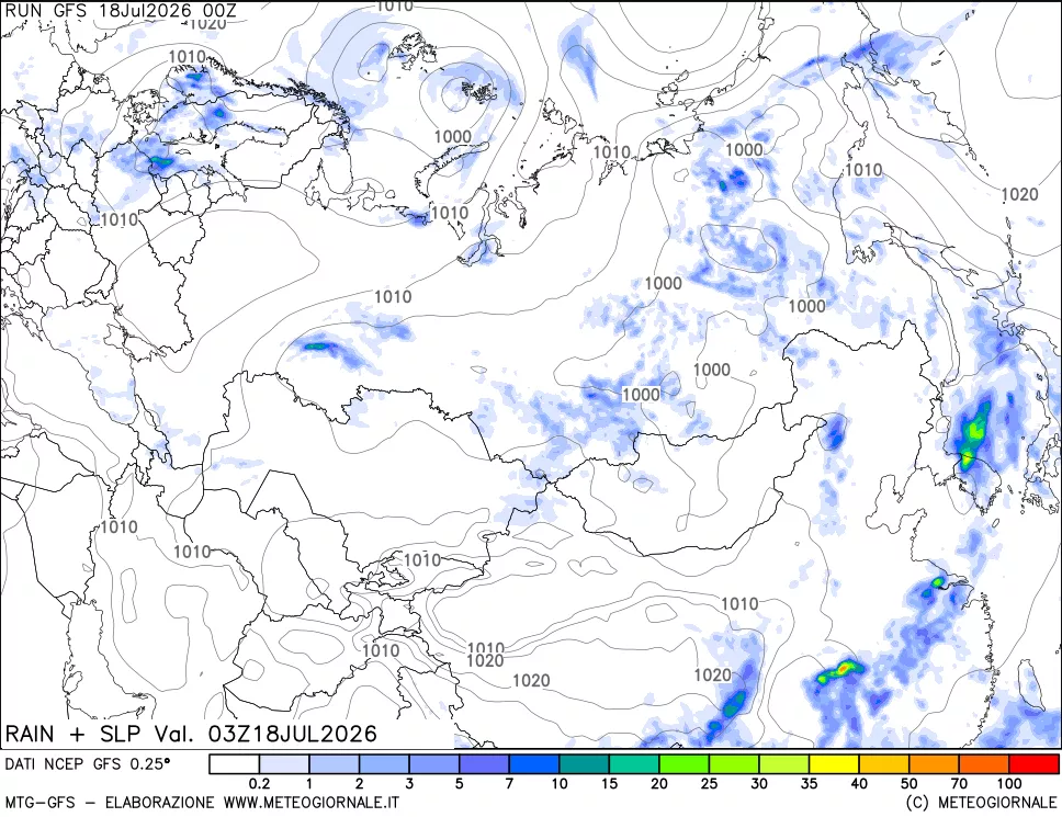 mappa Precipitazioni e pressione SLM