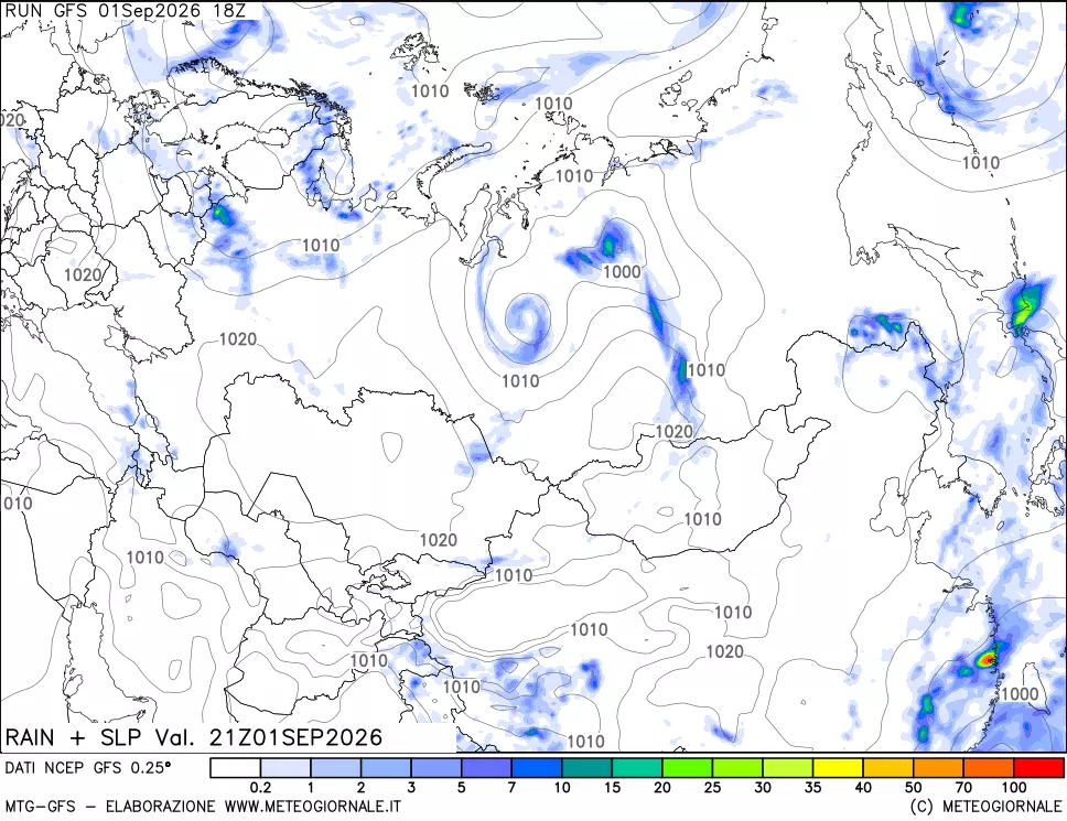 mappa Precipitazioni e pressione SLM