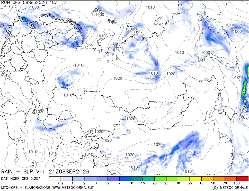 mappa Precipitazioni e pressione SLM
