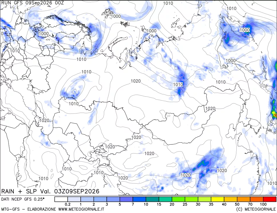 mappa Precipitazioni e pressione SLM