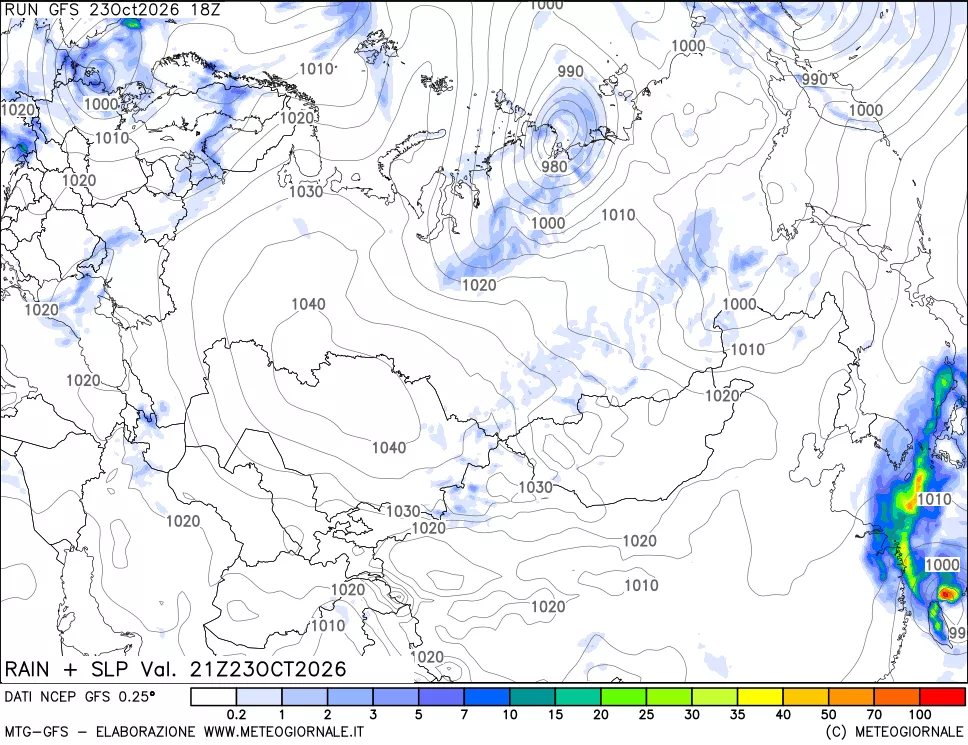 mappa Precipitazioni e pressione SLM