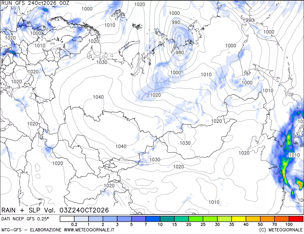 mappa Precipitazioni e pressione SLM