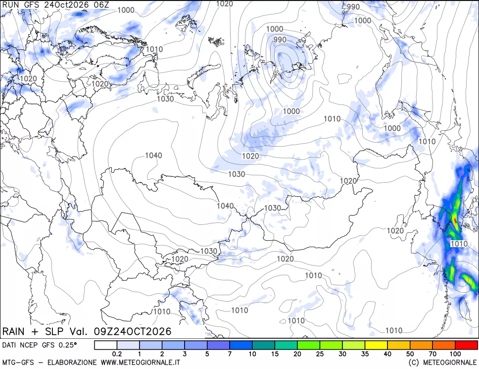mappa Precipitazioni e pressione SLM
