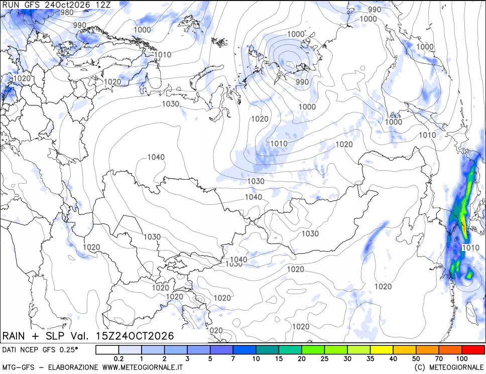 mappa Precipitazioni e pressione SLM