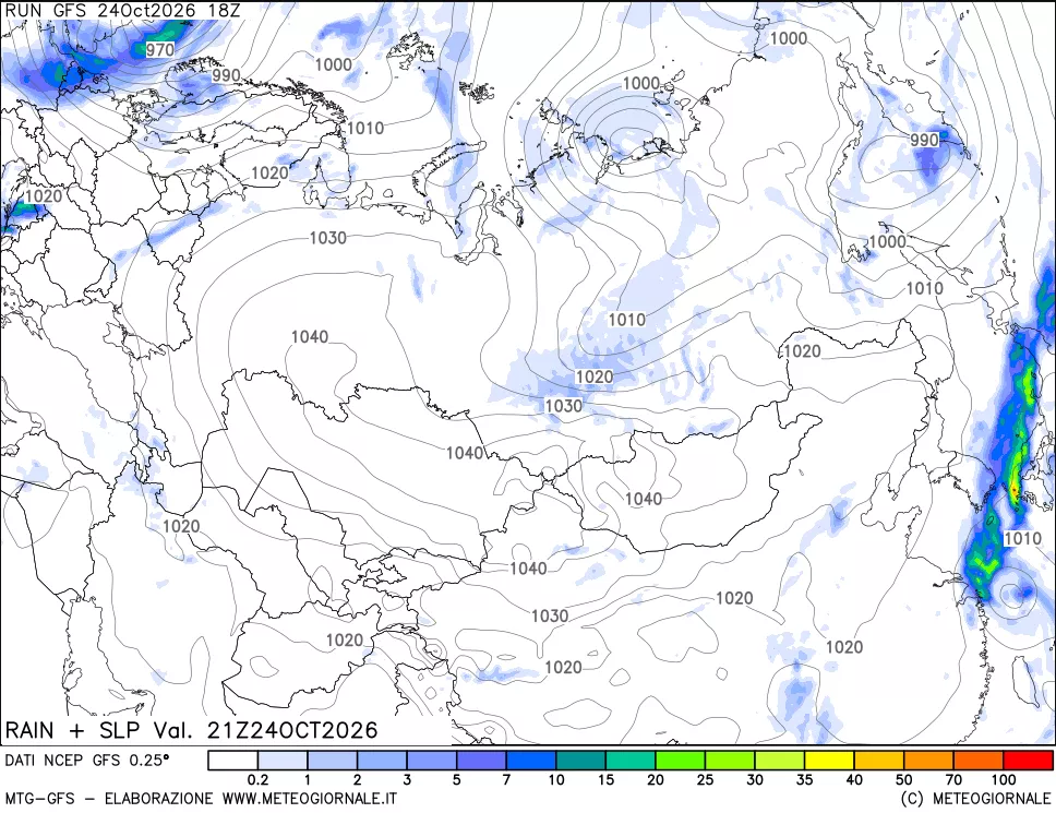 mappa Precipitazioni e pressione SLM