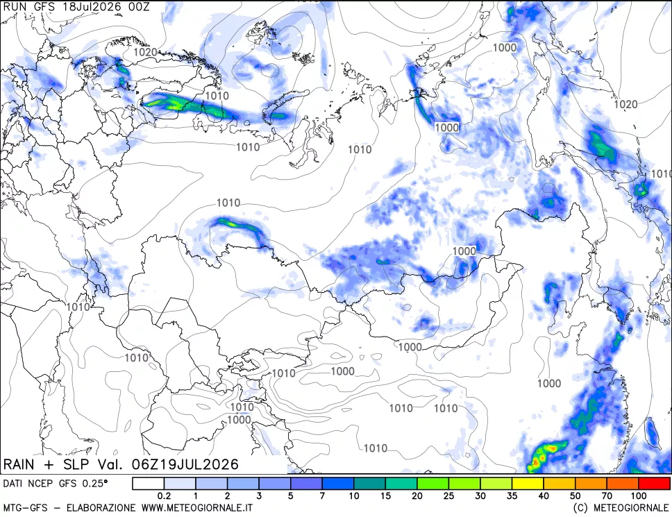 mappa Precipitazioni e pressione SLM