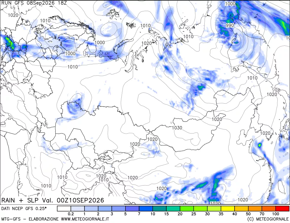 mappa Precipitazioni e pressione SLM