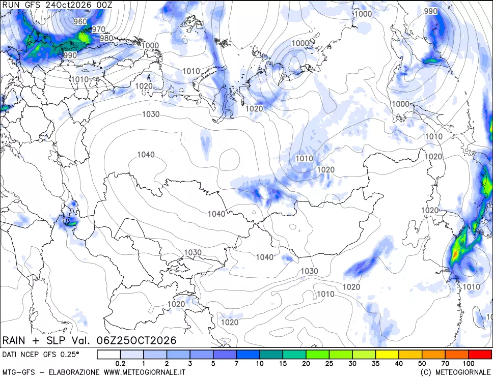 mappa Precipitazioni e pressione SLM