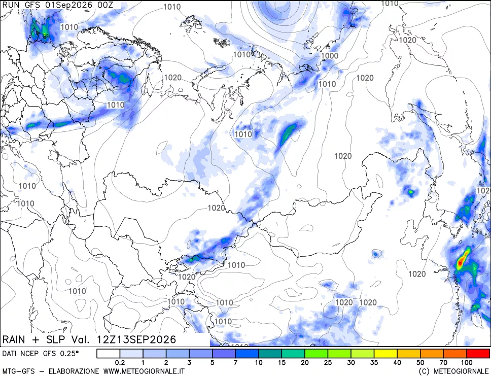 mappa Precipitazioni e pressione SLM