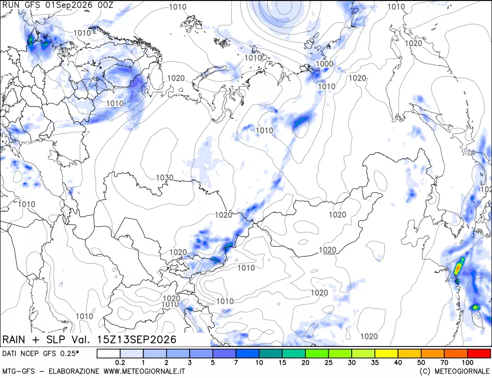 mappa Precipitazioni e pressione SLM