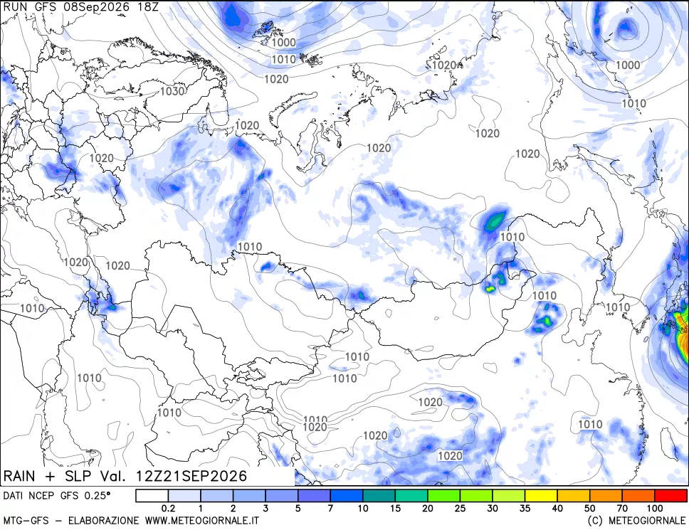 mappa Precipitazioni e pressione SLM
