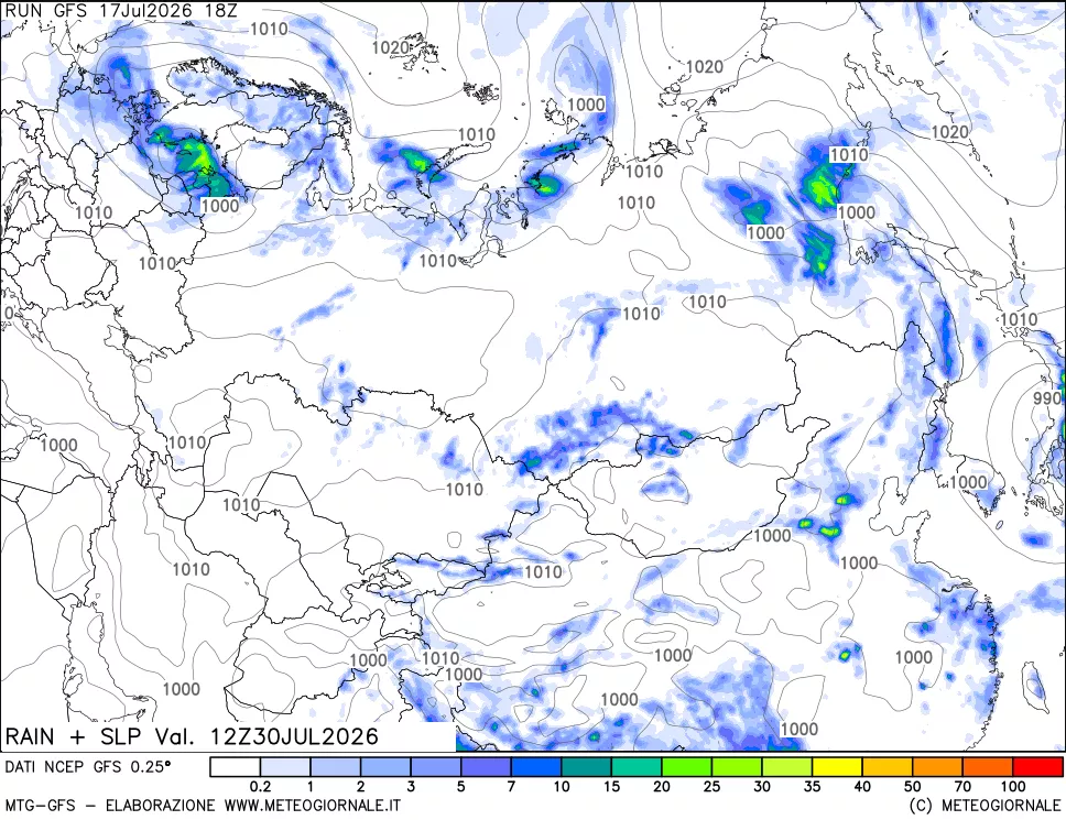 mappa Precipitazioni e pressione SLM