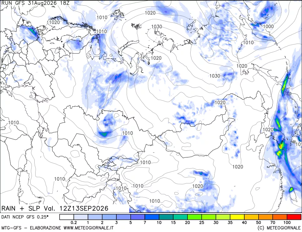 mappa Precipitazioni e pressione SLM