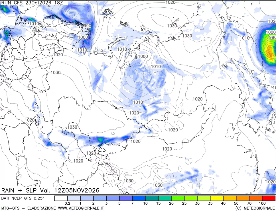 mappa Precipitazioni e pressione SLM