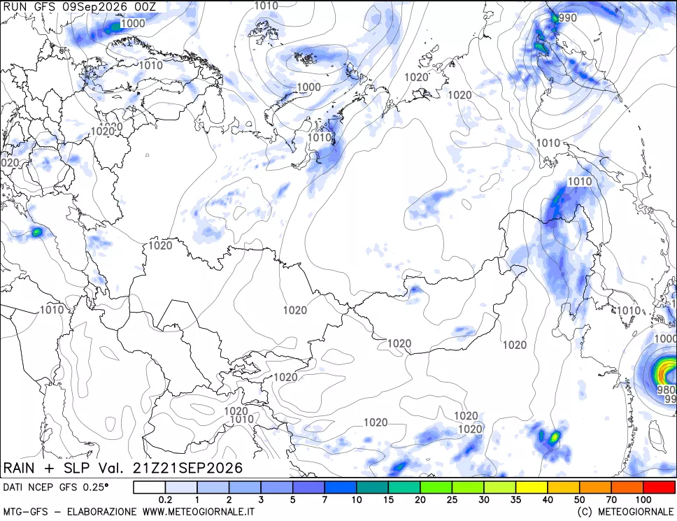 mappa Precipitazioni e pressione SLM