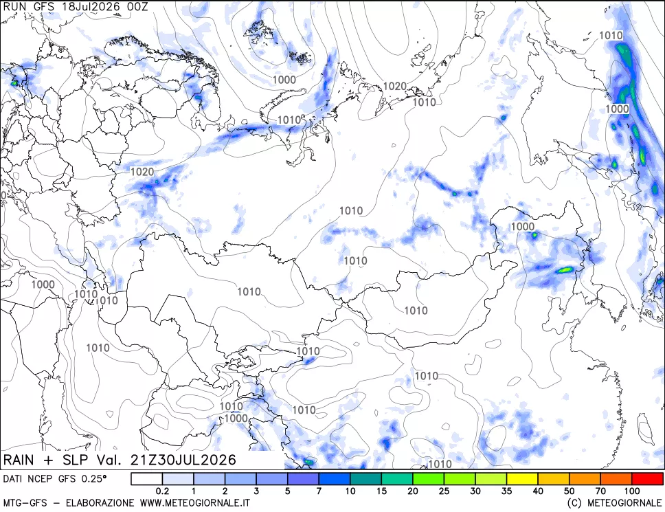 mappa Precipitazioni e pressione SLM