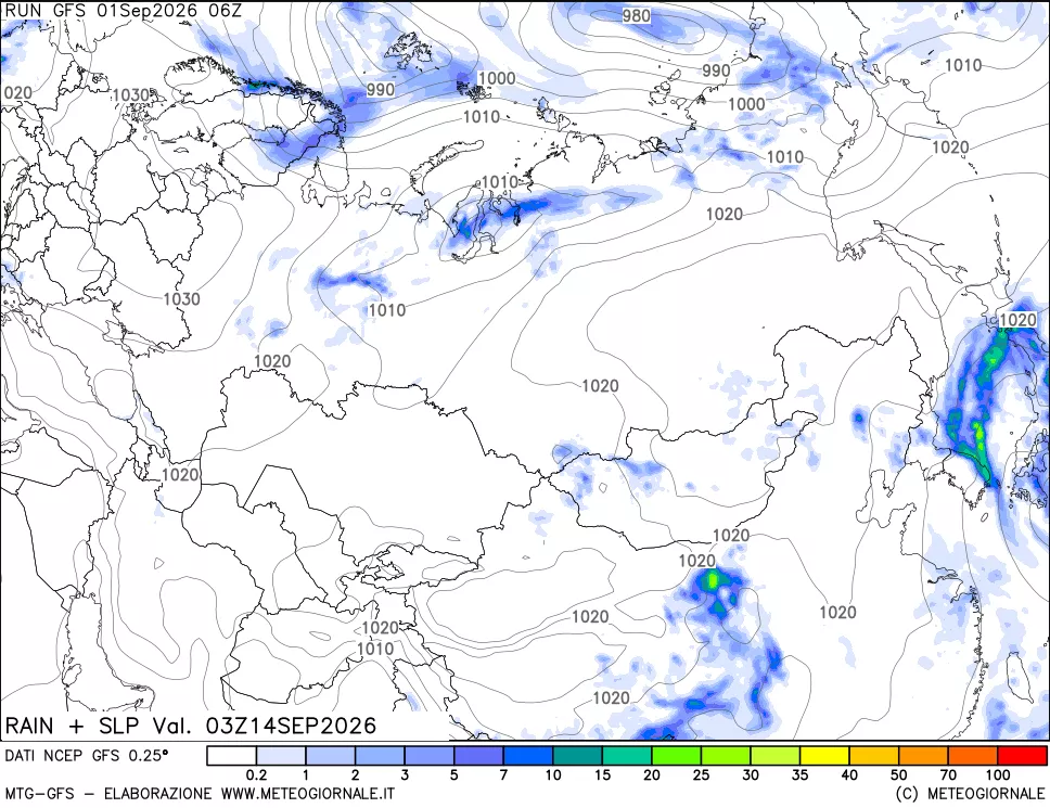 mappa Precipitazioni e pressione SLM