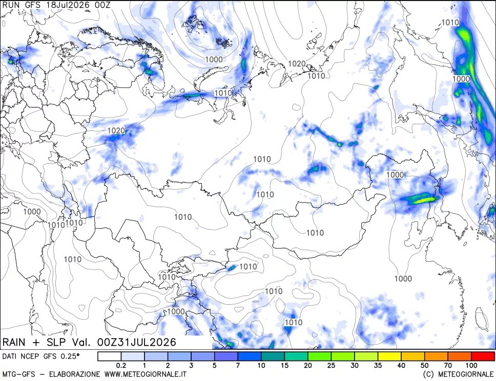 mappa Precipitazioni e pressione SLM