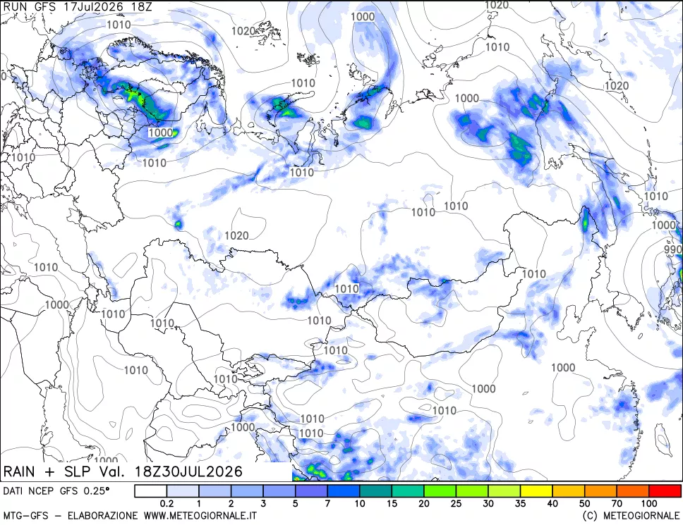 mappa Precipitazioni e pressione SLM