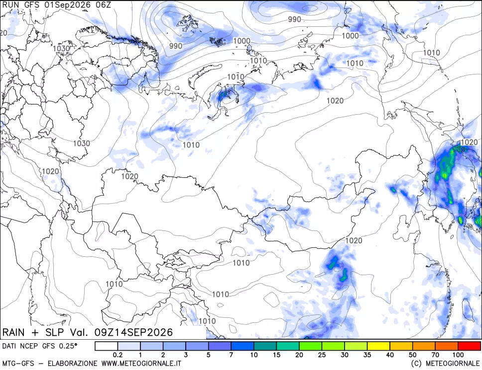 mappa Precipitazioni e pressione SLM