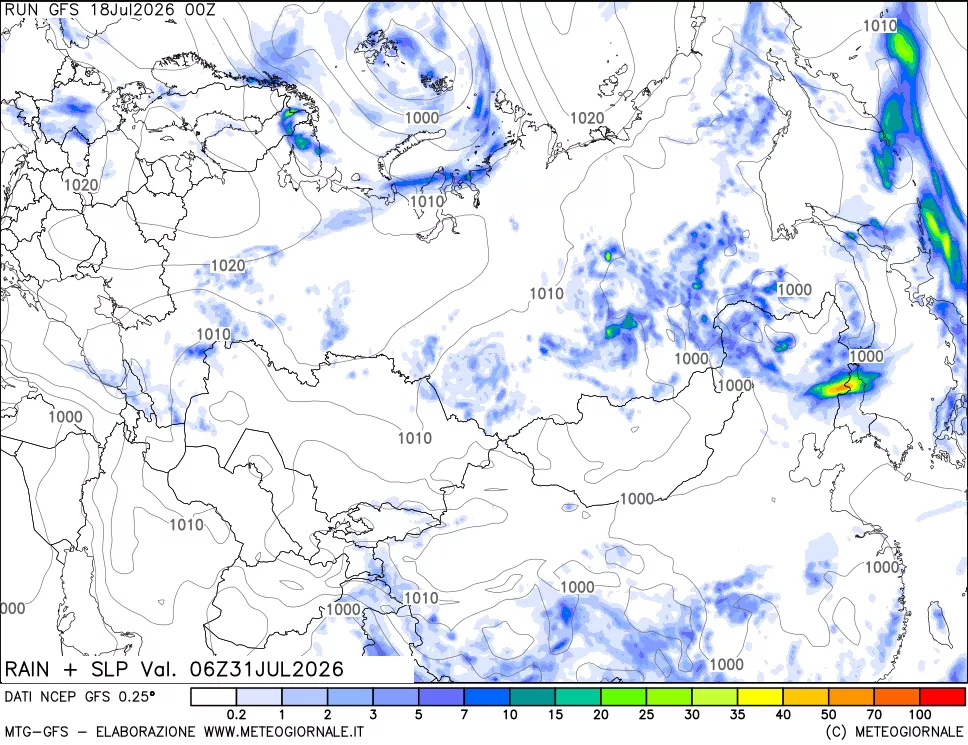 mappa Precipitazioni e pressione SLM