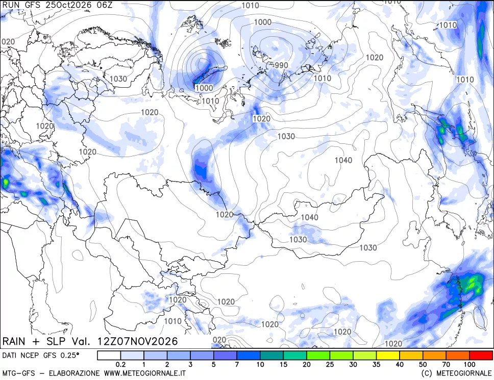 mappa Precipitazioni e pressione SLM