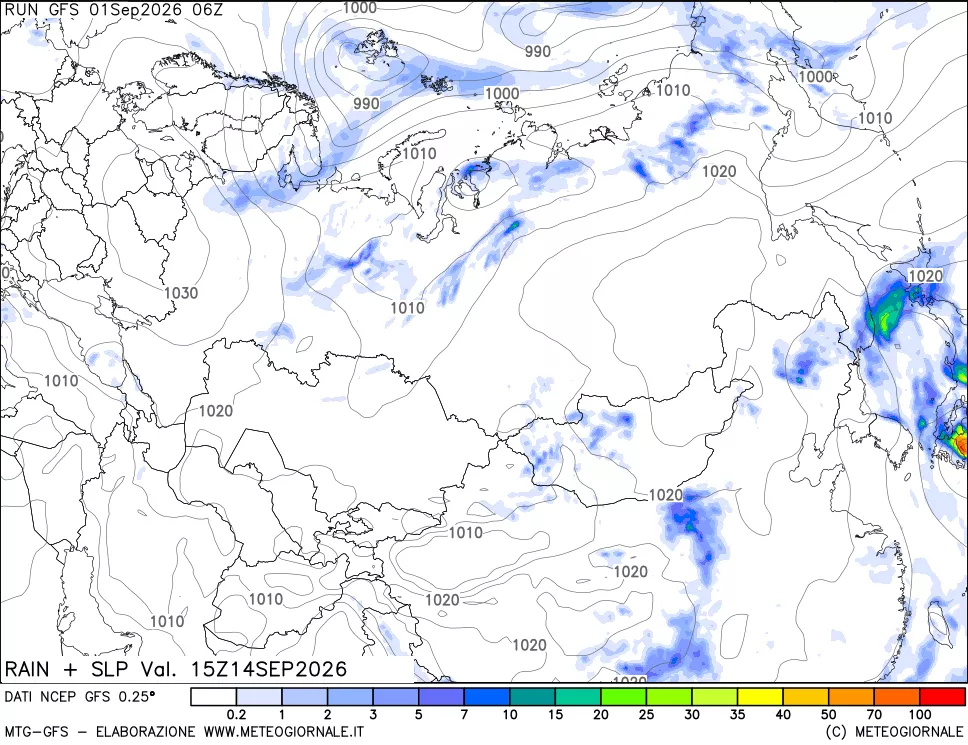 mappa Precipitazioni e pressione SLM