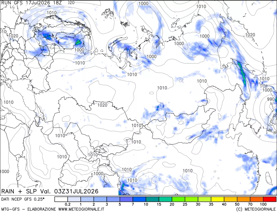 mappa Precipitazioni e pressione SLM