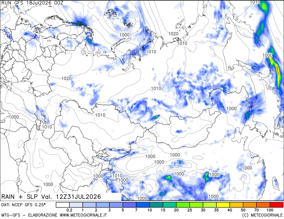 mappa Precipitazioni e pressione SLM