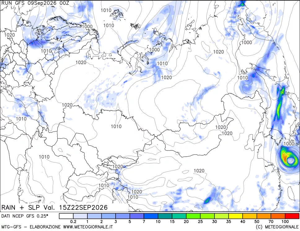 mappa Precipitazioni e pressione SLM