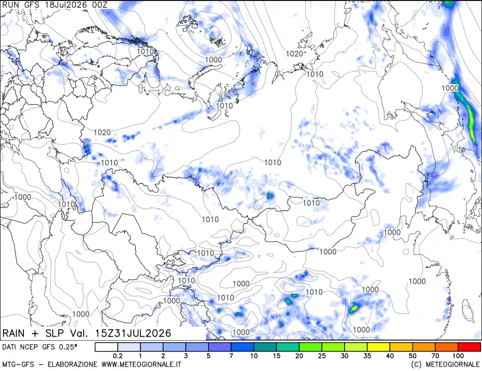 mappa Precipitazioni e pressione SLM