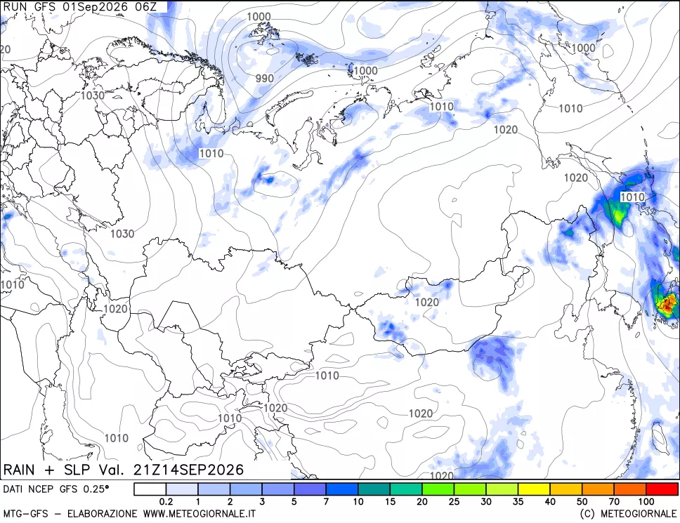 mappa Precipitazioni e pressione SLM