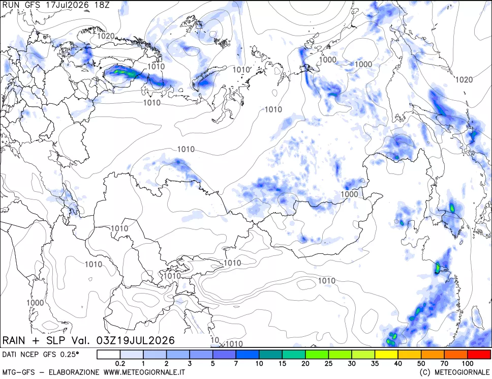 mappa Precipitazioni e pressione SLM