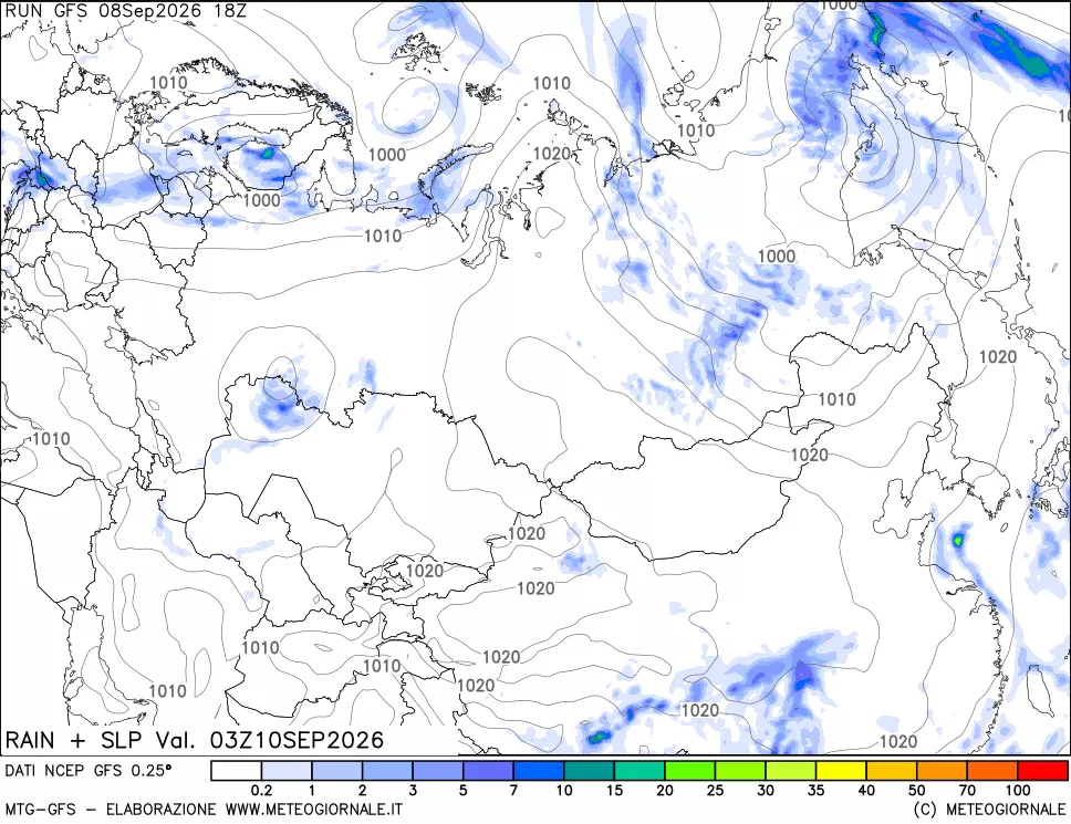 mappa Precipitazioni e pressione SLM