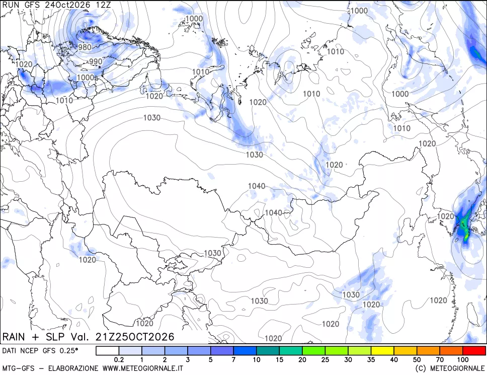 mappa Precipitazioni e pressione SLM