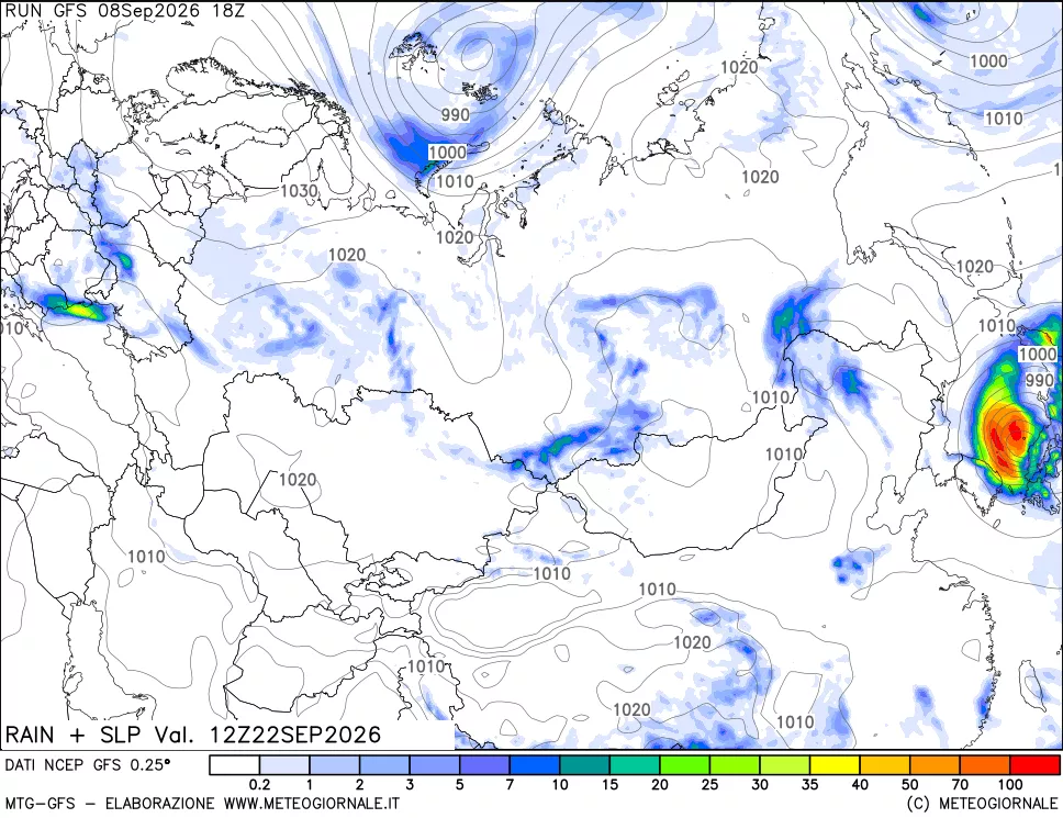 mappa Precipitazioni e pressione SLM