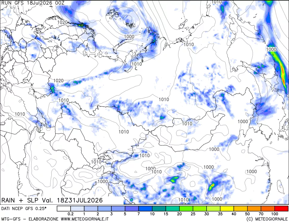 mappa Precipitazioni e pressione SLM