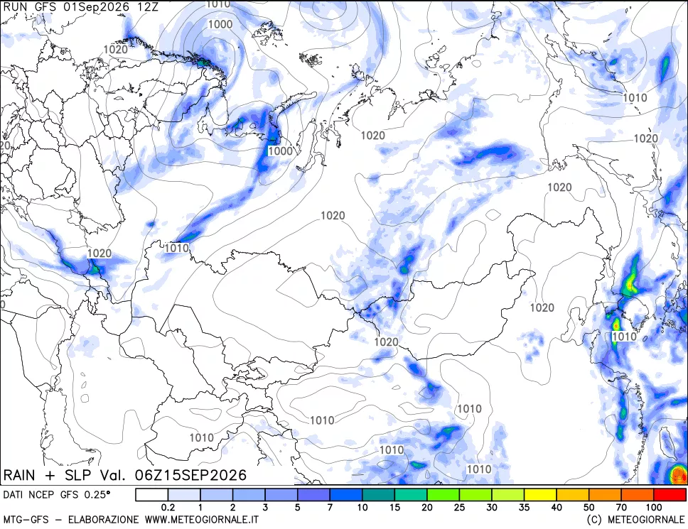 mappa Precipitazioni e pressione SLM