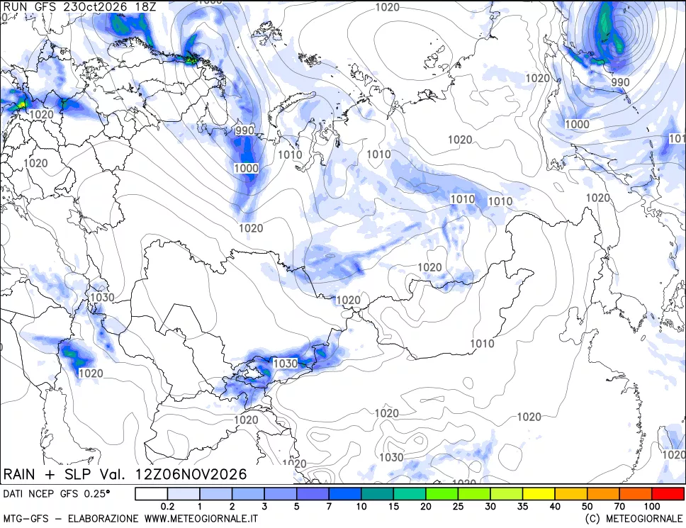 mappa Precipitazioni e pressione SLM