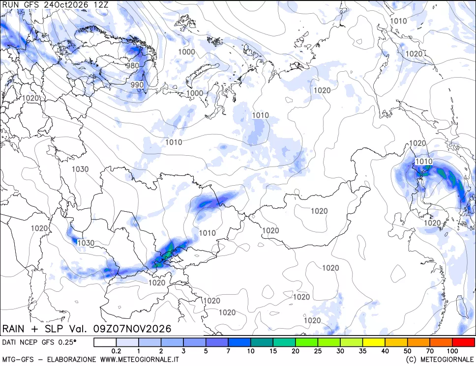 mappa Precipitazioni e pressione SLM