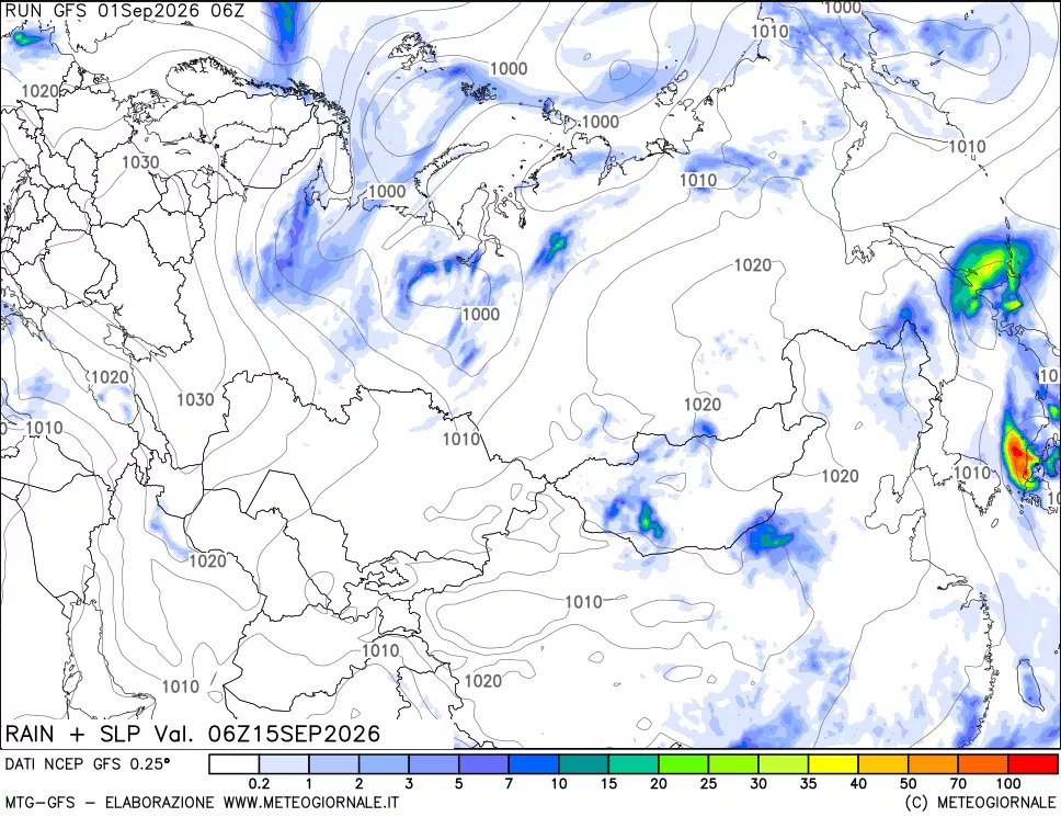 mappa Precipitazioni e pressione SLM