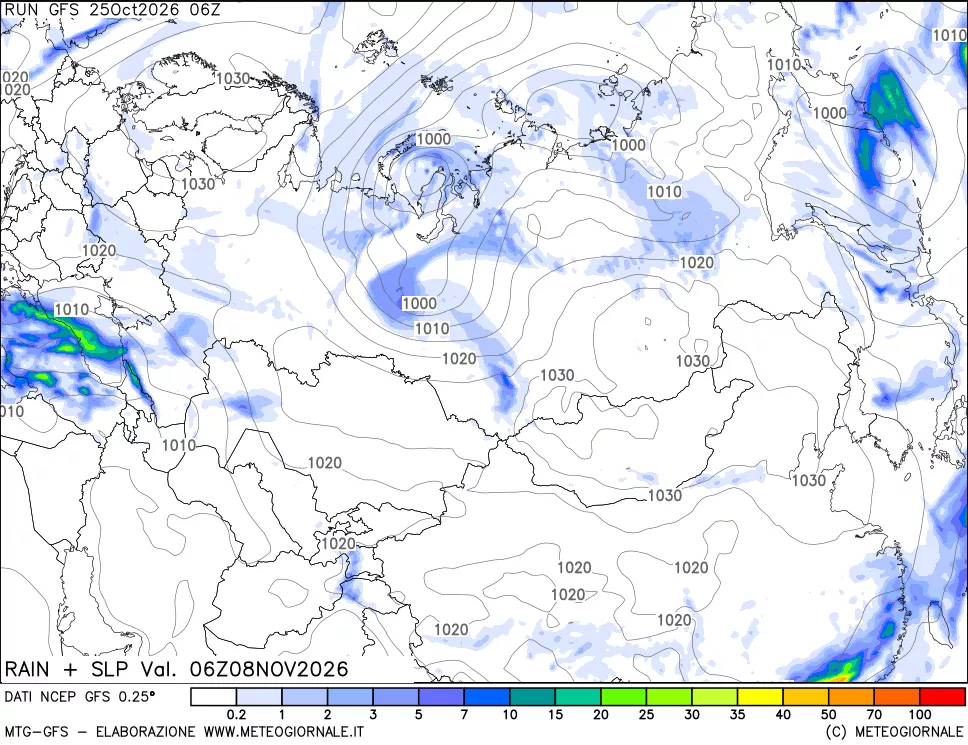 mappa Precipitazioni e pressione SLM