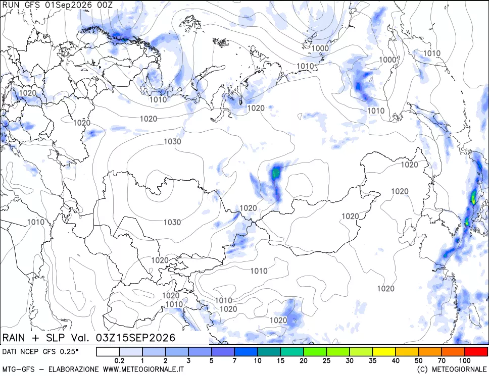mappa Precipitazioni e pressione SLM