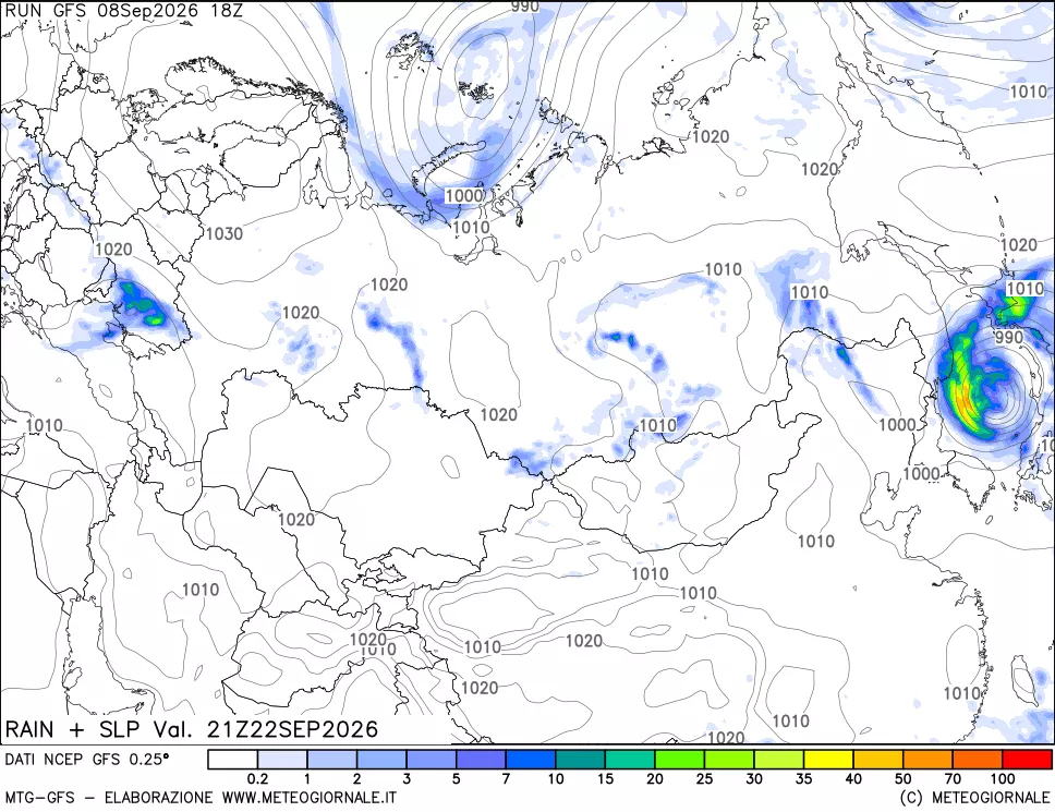 mappa Precipitazioni e pressione SLM