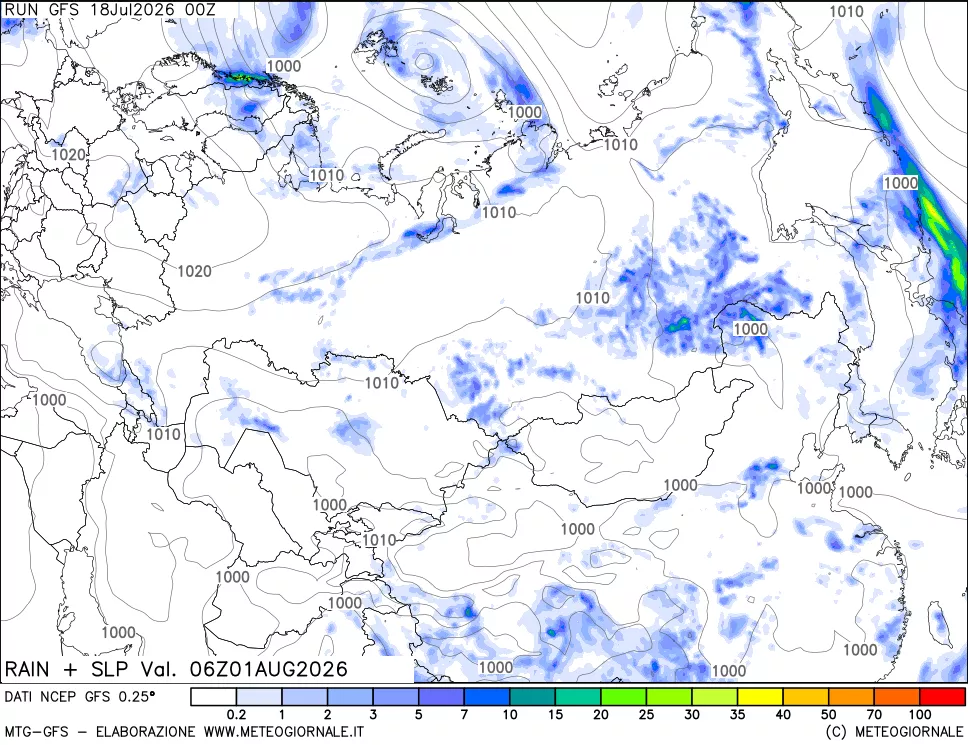 mappa Precipitazioni e pressione SLM